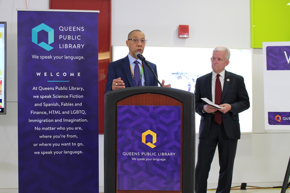 Queens Public Library President and CEO Dennis M. Walcott with New York City Council Member Jimmy Van Bramer.