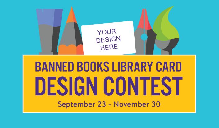 The logo for QPL's Banned Books Library Card Design Contest.