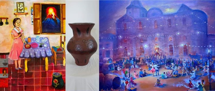 Three pieces of artwork that will appear in QPL's 2024 Tapiz Cultural Art Exhibit.