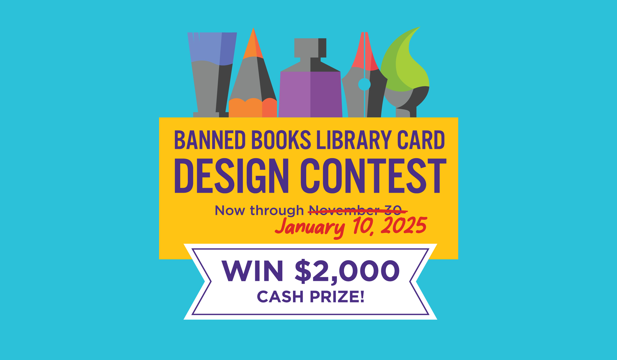 The winning artwork will be featured on QPL’s Banned Books Special Edition Library Card!